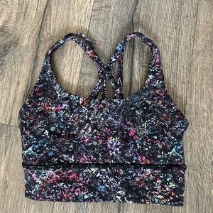 Lululemon Energy Longline size 2. black multi-color floral. Excellent condition